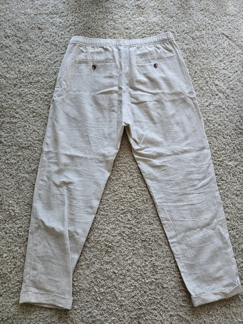 H&M Light Beige Linen-Blend Chinos